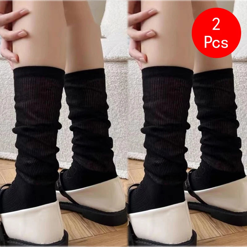 Calcetines de estilo Lolita Y2K para mujer, medias largas y holgadas hasta la rodilla, transpirables, informales, de encaje, suaves, coreanas, 2 uds.