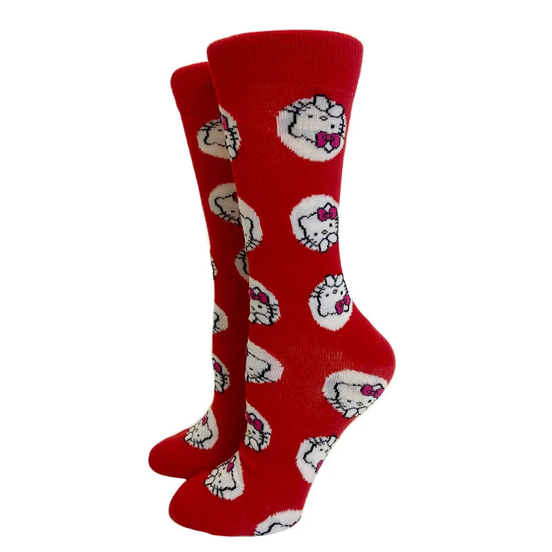 Anime nueva moda colorido divertido feliz Casual calcetines largos de mujer vestido Harajuku lindo gato de dibujos animados creativo hombres calcetines tamaño 35-44