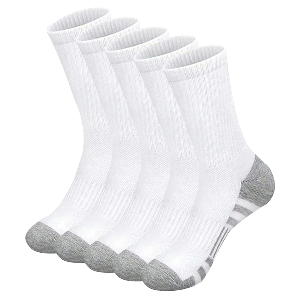6/10 pares de calcetines para hombre, calcetines sencillos informales a rayas blancas y negras para primavera y otoño, calcetines transpirables de tubo medio, calcetines de cuello redondo de alta calidad