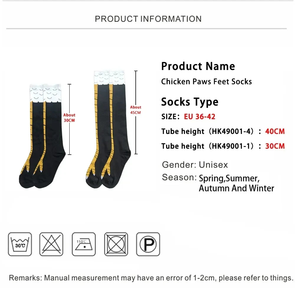 Calcetines divertidos de pollo en 3D para hombre, calcetines con estampado de dibujos animados, Cosplay, alta flexibilidad, calcetín alto hasta el muslo, pies finos de algodón a la moda