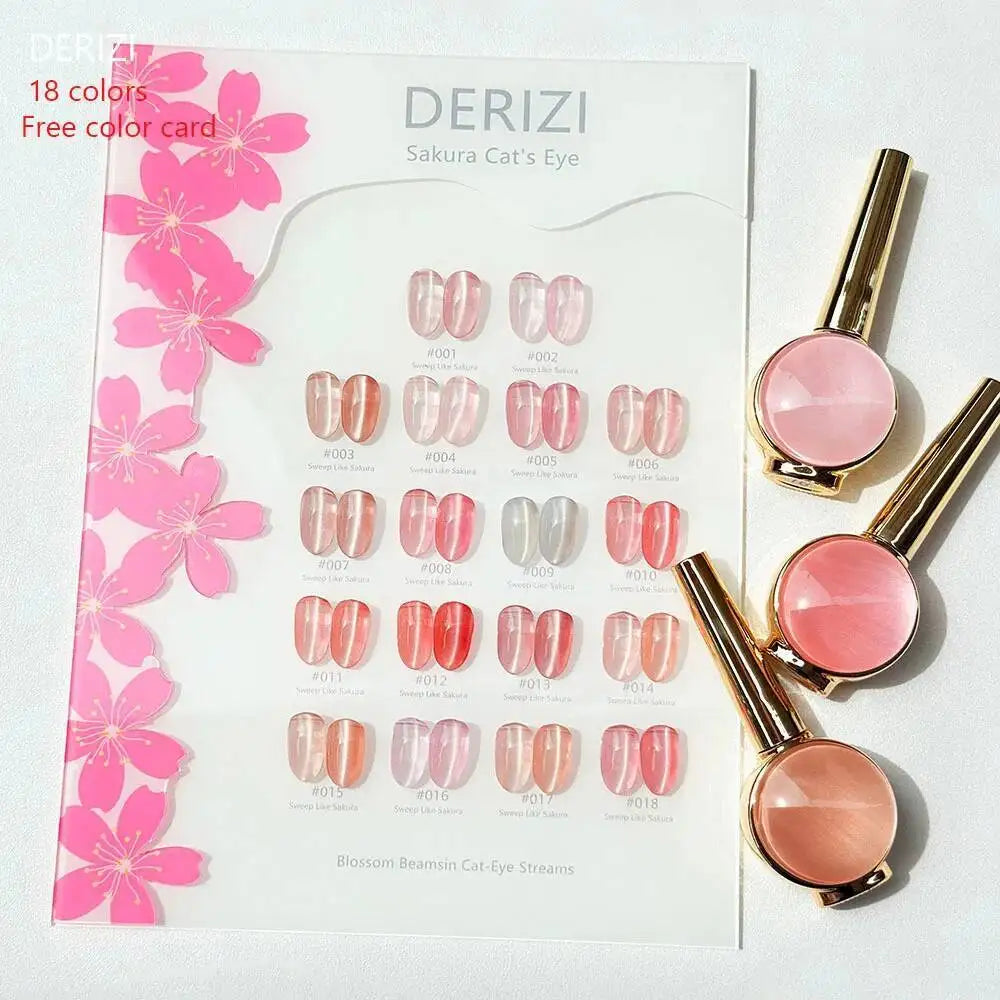 Juego de esmaltes de uñas en Gel de ojo de gato de cristal Sakura rosa, barniz de Gel LED UV magnético brillante semipermanente con tarjeta de Color