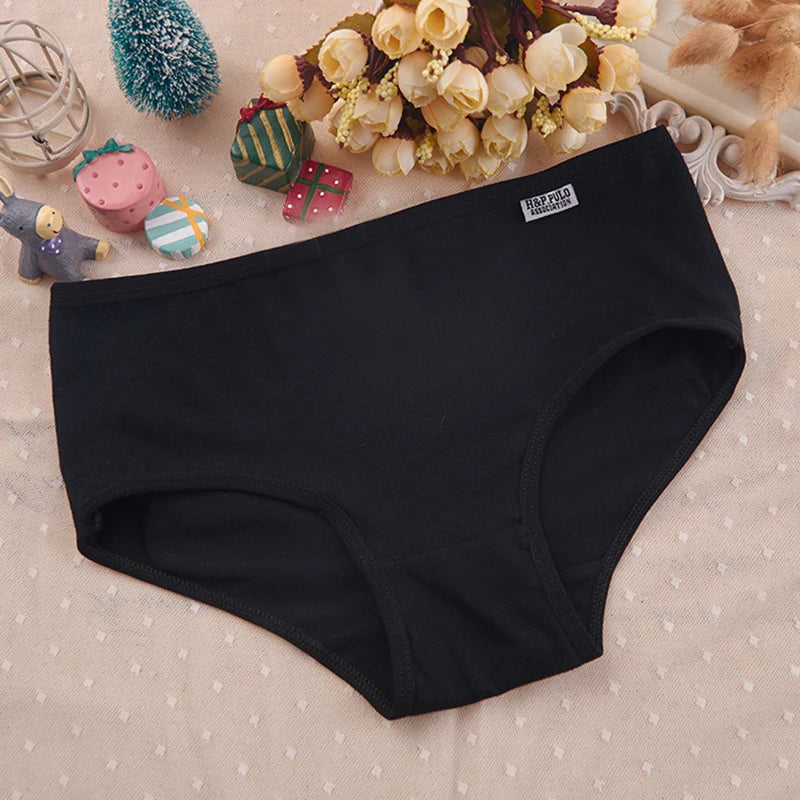 7 unids/lote de ropa interior de talla grande, bragas de algodón para mujer, lencería Sexy, pantalones cortos, ropa interior, bragas sólidas, M-4XL íntima femenina