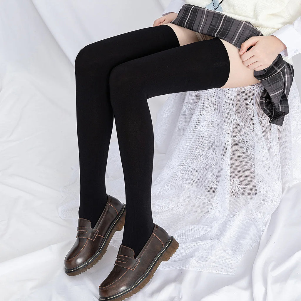 Calcetines largos de terciopelo por encima de la rodilla para mujer y niña, uniforme de alta elasticidad, antideslizantes, ajustados, altura de 190cm
