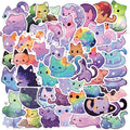 50 pegatinas de gato de cielo estrellado arcoíris de dibujos animados, pegatinas impermeables de gato estético lindo para botella de agua, computadora portátil, teléfono,