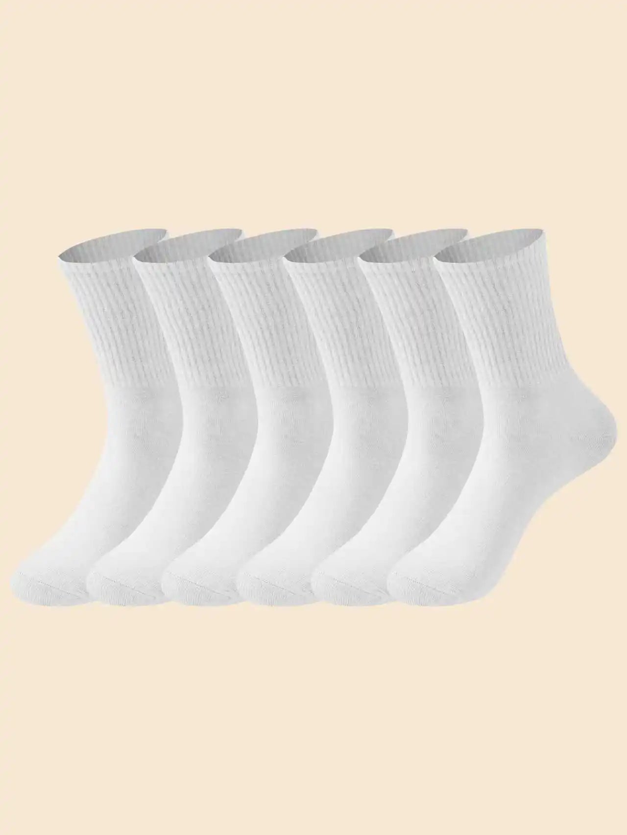6/10 pares de calcetines para hombre, calcetines sencillos informales a rayas blancas y negras para primavera y otoño, calcetines transpirables de tubo medio, calcetines de cuello redondo de alta calidad