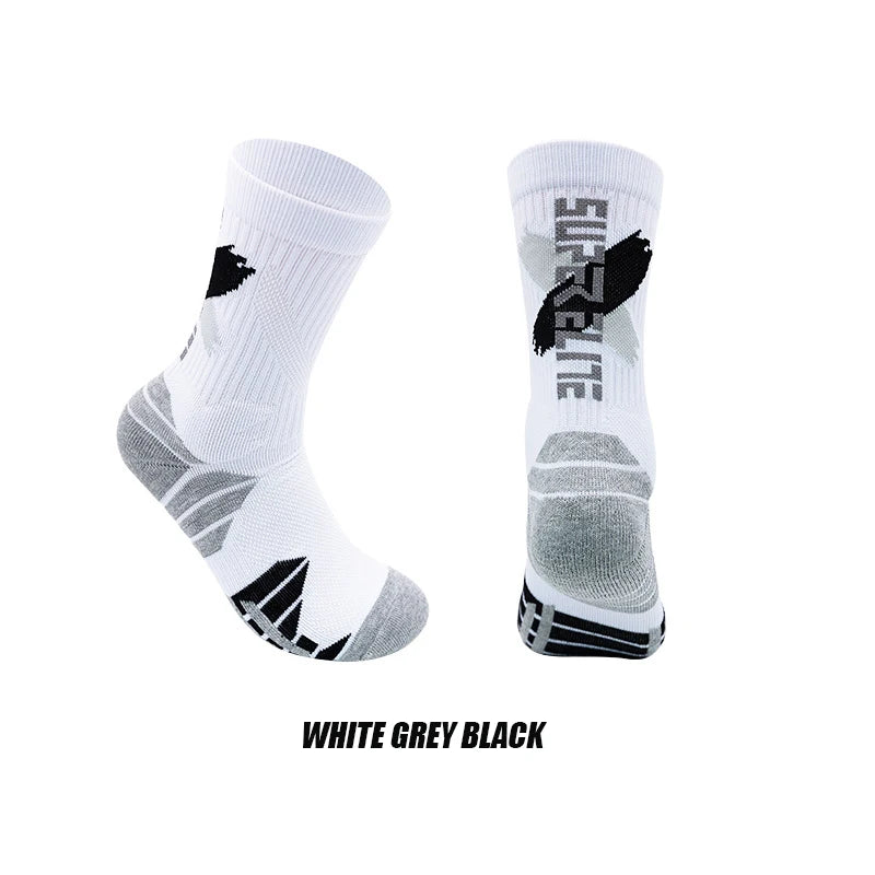 Calcetines deportivos profesionales para hombre, medias de tubo alto, con fondo grueso, absorbente de golpes, contraste de Color, Elite, 1 par