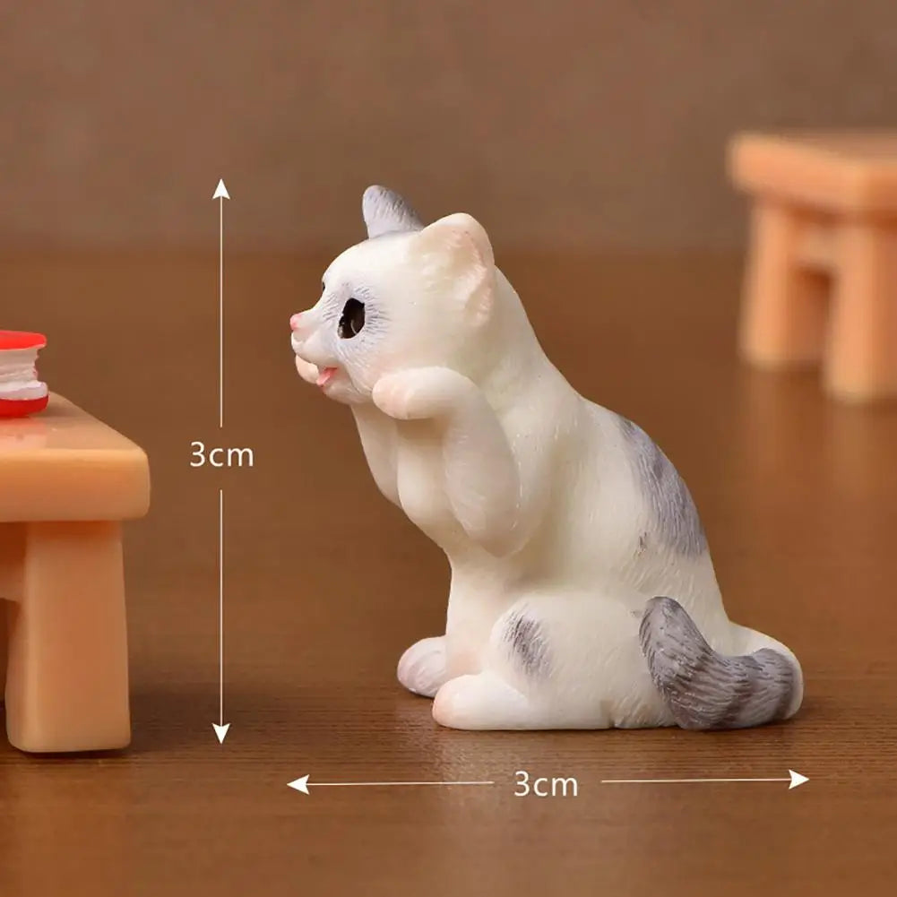 Mini adorno de gato Kawaii, estatua de gatito de jardín, regalo para niños, miniaturas, familia de gatos, figuritas decorativas, artesanías de gatos bonitos