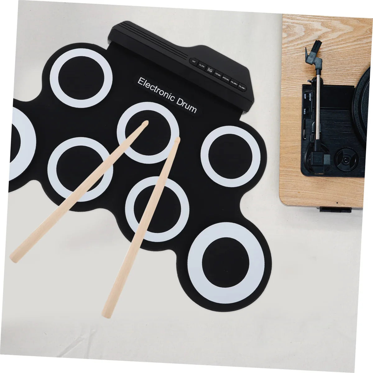 Rollo de mano de silicona plegable, tambor electrónico USB, Kit de almohadilla de práctica portátil con baquetas, Pedal de sostenido, novedad de 2022