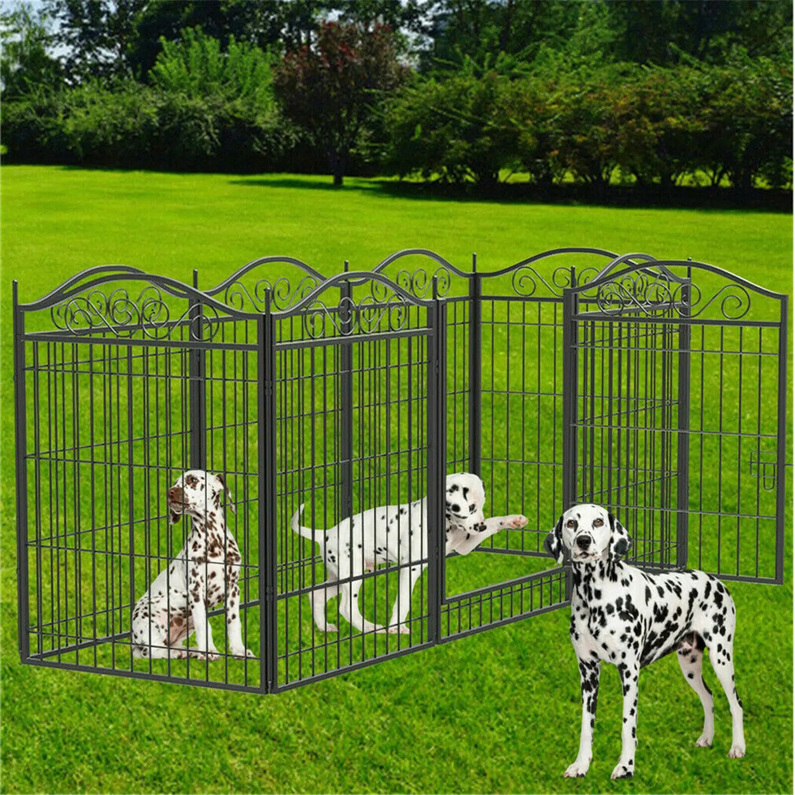 Parque infantil para perros, parque infantil de 8 paneles de 32 pulgadas de altura, valla de ejercicio para perros antioxidante plegable para interiores y exteriores, portátil