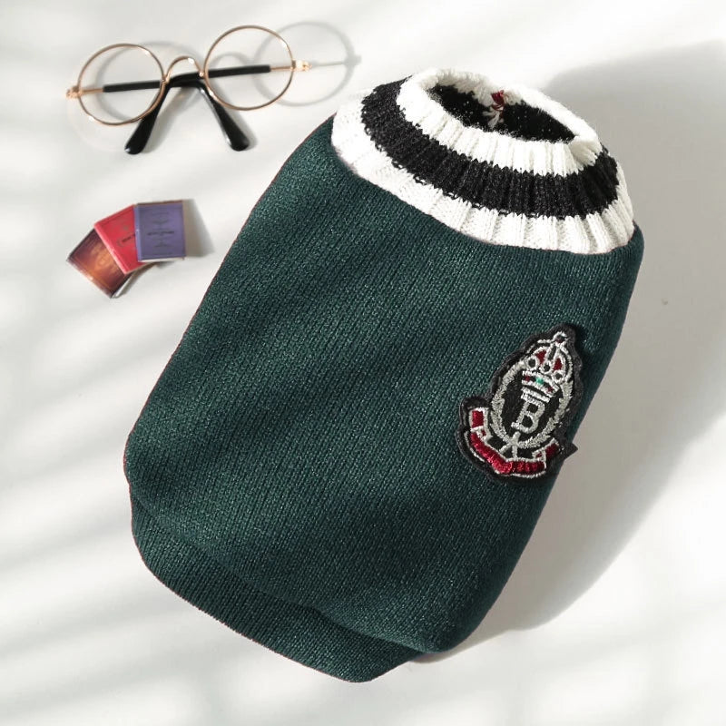 Suéter de moda para perros, ropa cálida de invierno para perros pequeños y medianos, suéter para gatos de estilo universitario, jersey para cachorros, ropa para perros Chihuahua