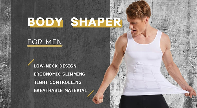 Chaleco moldeador de cuerpo adelgazante para hombre, camisa Abs para Abdomen, entrenamiento de gimnasio delgado, Control de barriga, camiseta sin mangas de compresión, ropa moldeadora sin mangas