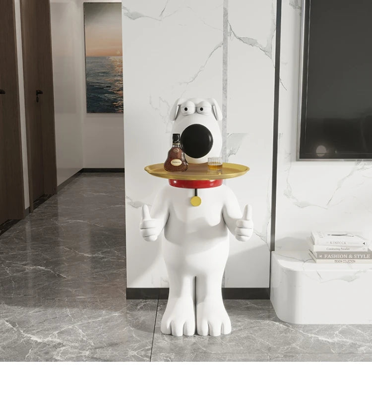 Estatua de perro de dibujos animados para decoración del hogar, estatuilla de resina grande, accesorios creativos para sala de estar, escultura Nórdica
