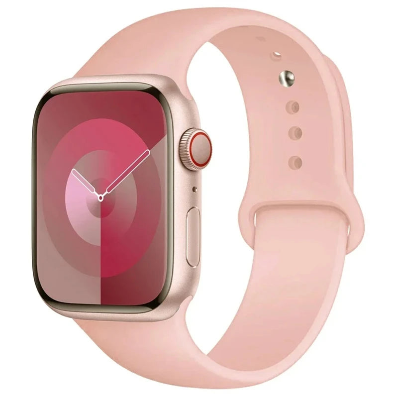 Correa de silicona para Apple Watch, 46mm, 44mm, 45mm, 40mm, 41mm, 42-38mm, 49mm, pulsera deportiva iwatch series 11 10 9 8 7 6 5 SE Ultra3