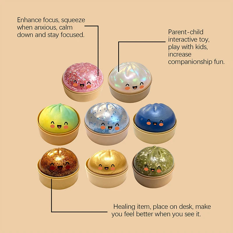 Pelota Antiestrés de Simulación con Forma de Dumpling, de Rebote Lento, Suave al Tacto, para Descompresión, Decoración para Oficina y Hogar, Regalos de Cumpleaños para Niños y Adultos