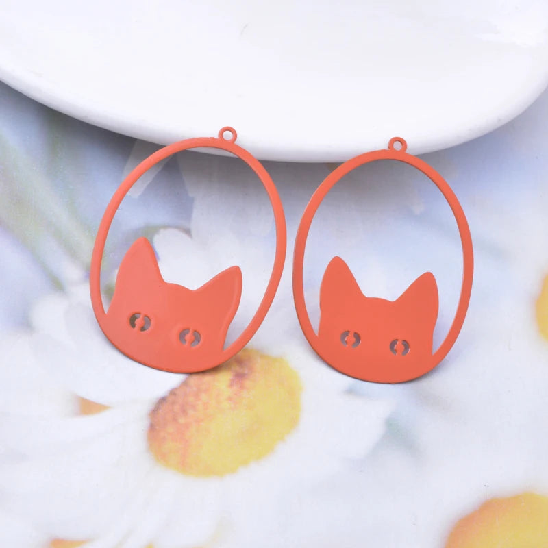 30 Uds AD3485 filigrana de forma ovalada ojos de gato dijes pendiente Metal latón amarillo verde colgante fino DIY joyería fabricación de pendientes