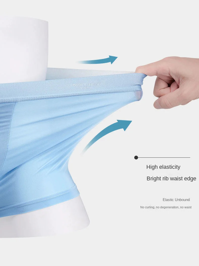 4 Uds Boxer Shorts ropa interior de seda de hielo para hombre calzoncillos masculinos transpirables bragas finas sexis lencería convexa en U lotes al por mayor L-6XL