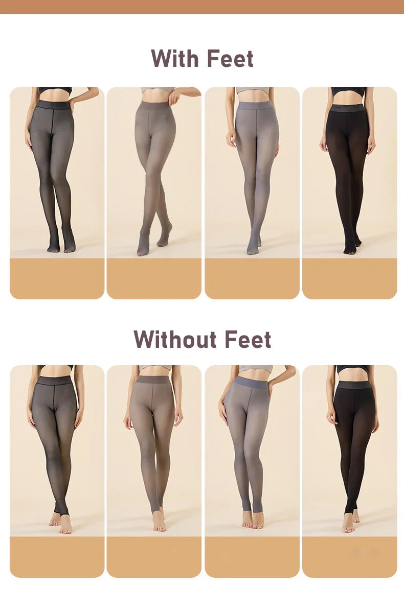 Medias térmicas gruesas para mujer, pantimedias translúcidas sexis cálidas para invierno, pantimedias ajustadas elásticas de cintura alta para mujer