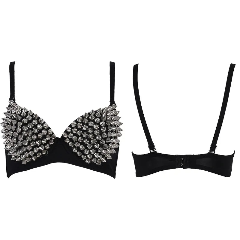 Nueva lencería Sexy, ropa interior, sujetadores para mujer, sujetador Steampunk con tachuelas, Top, sujetador inalámbrico, Tops de moda para fiesta y Club, ropa interior femenina