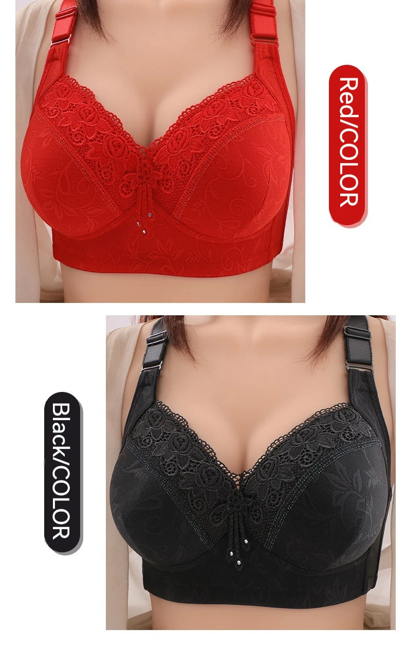 Sujetadores de encaje para mujer, Bralette con perspectiva ultrafina, sujetador con escote en V profundo, lencería Sexy, Tops de talla grande, ropa interior para mamá, sujetador activo
