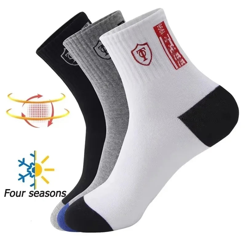 10 pares de medias deportivas de algodón transpirables para hombre, calcetines de fibra de bambú para otoño e invierno, desodorante con absorción de sudor, calcetines de negocios