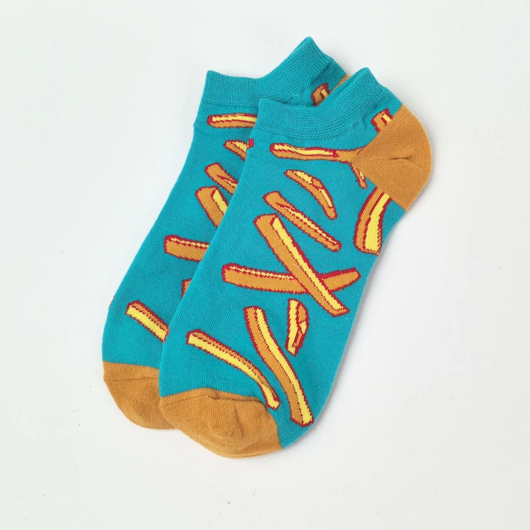 1 par Unisex divertido estilo AB tomate Ketchup French Fry impreso calcetines a media pantorrilla traje en todas las estaciones