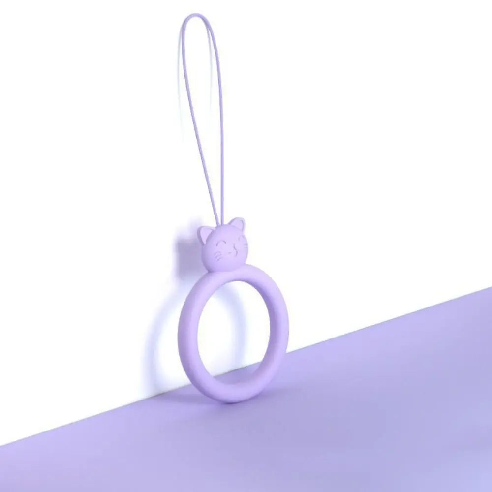 Cordón de anillo de silicona con forma de gato para teléfono móvil, colgante corto de dibujos animados, disco en U creativo, novedad