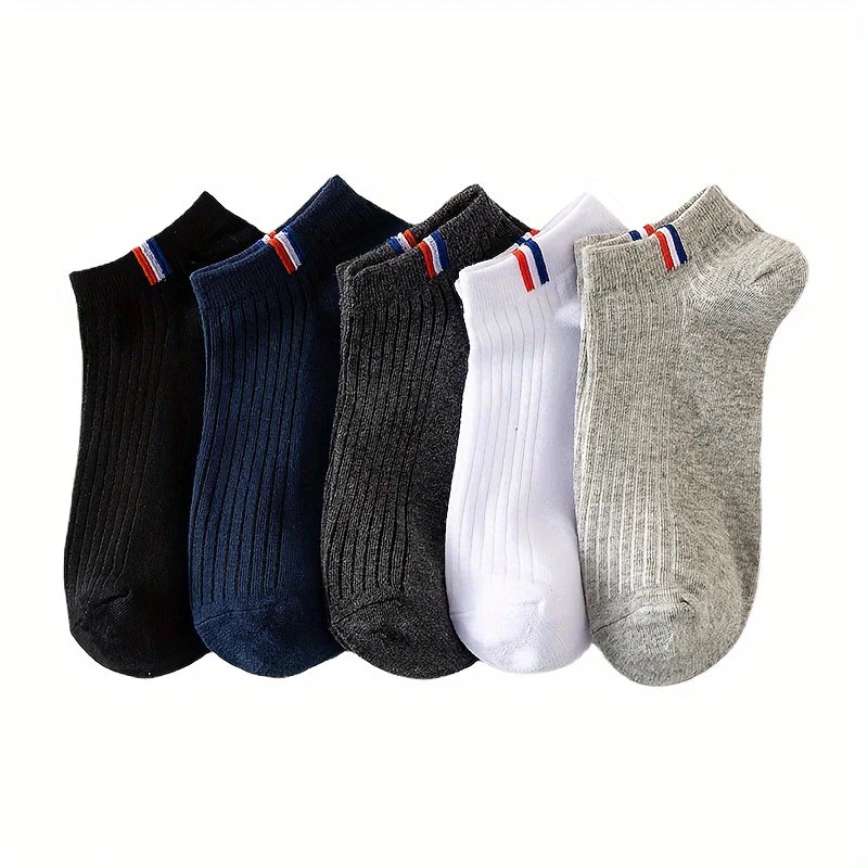 5 Pares de Calcetines Invisibles para Hombre, Calcetines Cortos Transpirables, Finos, Casuales de Verano, Absorbentes del Sudor, de Color Liso