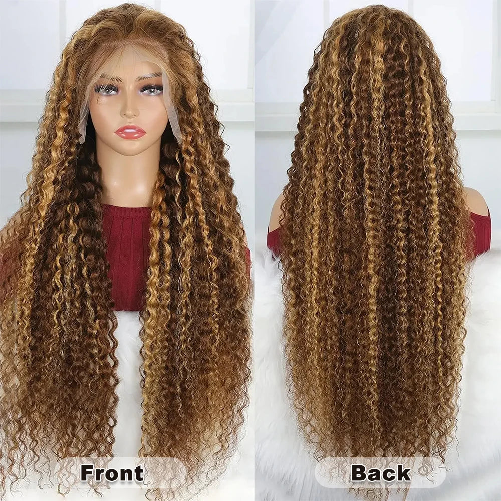 30/36 pulgadas 13x4 Hd peluca Frontal cabello humano Ombro resaltado onda profunda Piano 13x6 encaje Frontal Remy 100% pelucas de cabello humano 4x4 cierre