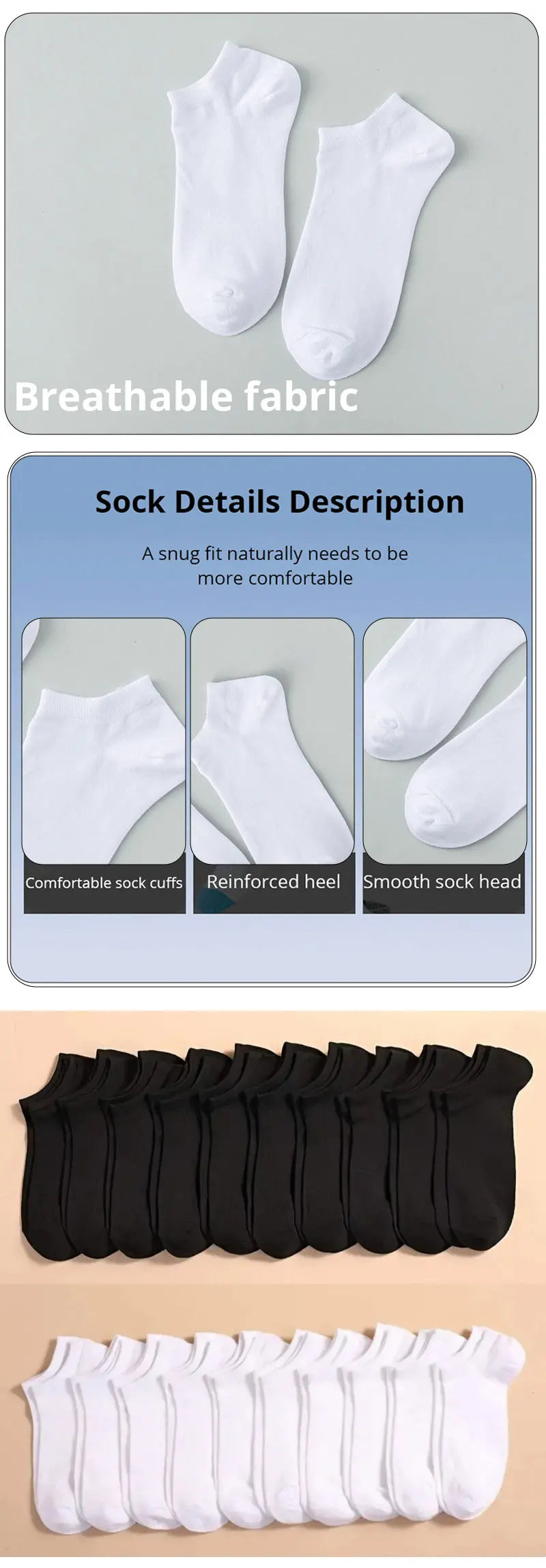 Calcetines tobilleros de corte bajo para hombre y mujer, medias tobilleras finas, transpirables, antiolor, absorbentes de sudor, 10 pares
