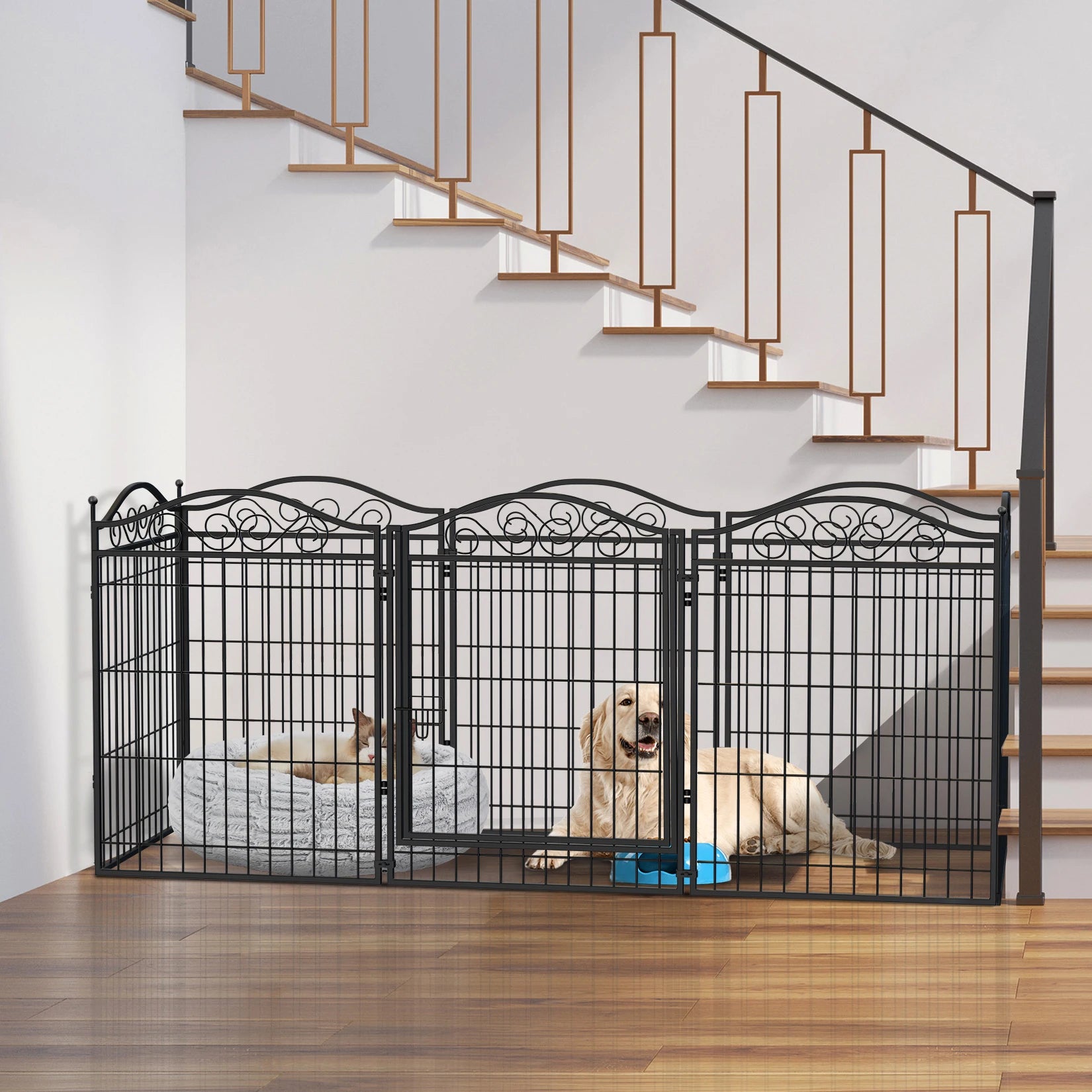Parque infantil para perros, parque infantil de 8 paneles de 32 pulgadas de altura, valla de ejercicio para perros antioxidante plegable para interiores y exteriores, portátil