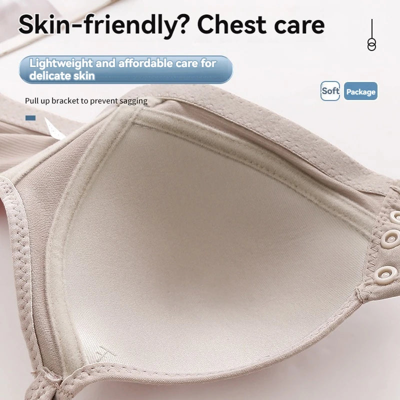 Nuevo sujetador de talla grande con hebilla frontal para mujer, Push up Sexy, copa fina ajustable, transpirable, cómoda, ropa interior para mamá de mediana edad