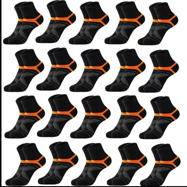 Lote de 3/5/10/20 pares de calcetines deportivos negros para hombre, calcetines informales para correr, Otoño Invierno, calcetines transpirables de alta calidad para hombre