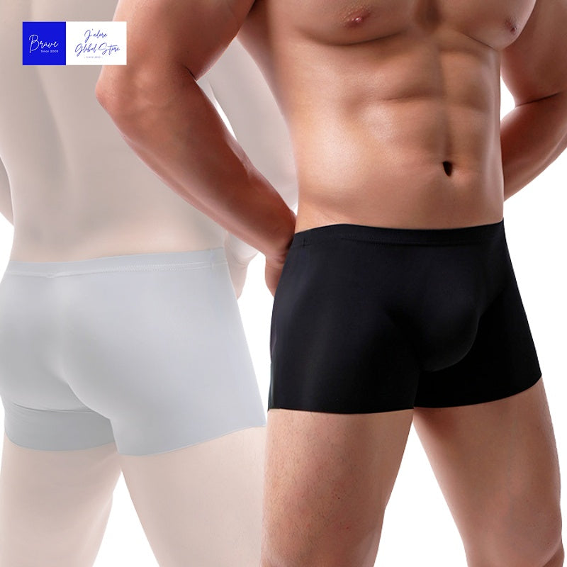 1 unidad de Boxers para hombre, pantalones cortos de seda helada, bragas para hombre, ropa interior Sexy sin costuras, calzoncillos para hombre, bragas transpirables antibacterianas para hombre