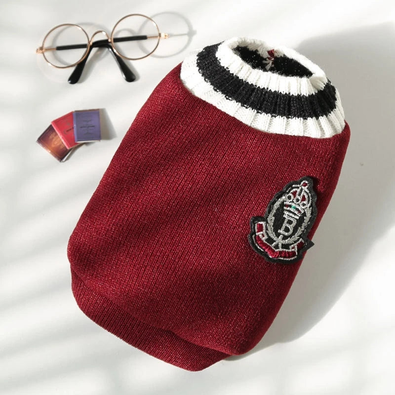 Suéter de moda para perros, ropa cálida de invierno para perros pequeños y medianos, suéter para gatos de estilo universitario, jersey para cachorros, ropa para perros Chihuahua
