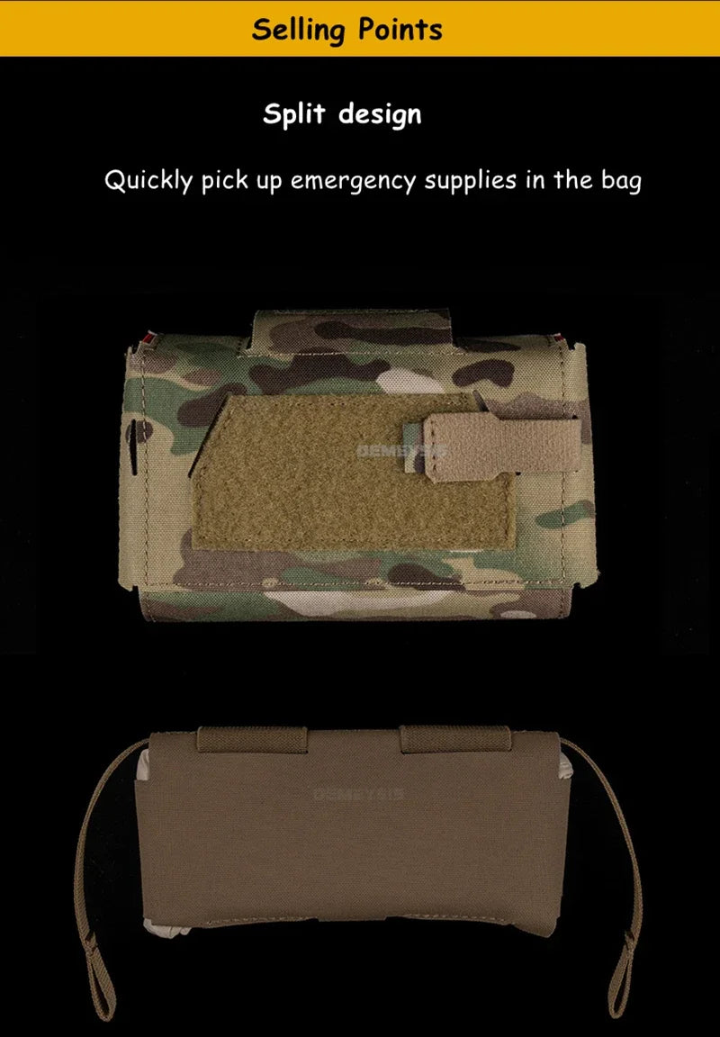 Bolsa táctica de primeros auxilios médicos, bolsas compactas para traumatismos al aire libre, IFAK para caza, chaleco Airsoft, portador de placa
