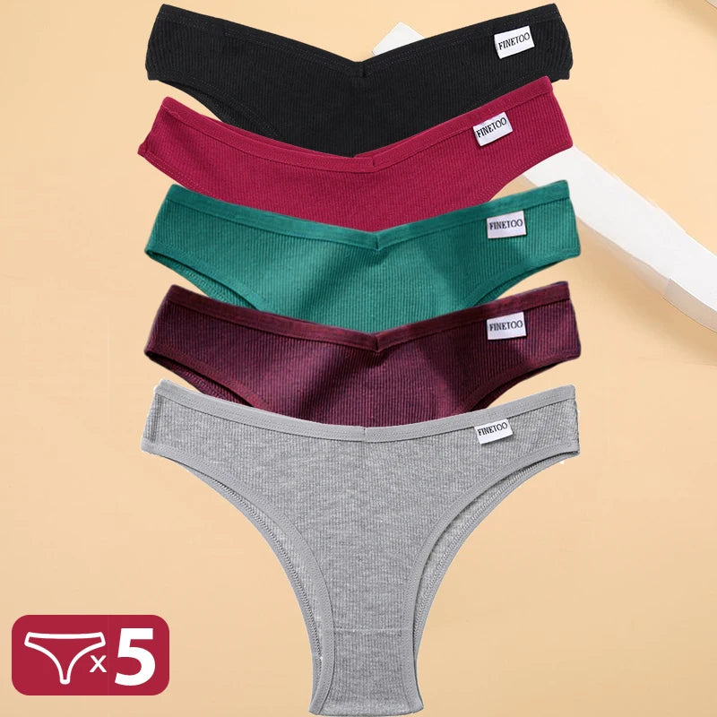 5 unids/set de bragas de lencería de algodón, ropa interior Sexy para mujer, Tangas, calzoncillos femeninos, bragas tipo Tanga, Bikini sólido de 13 colores