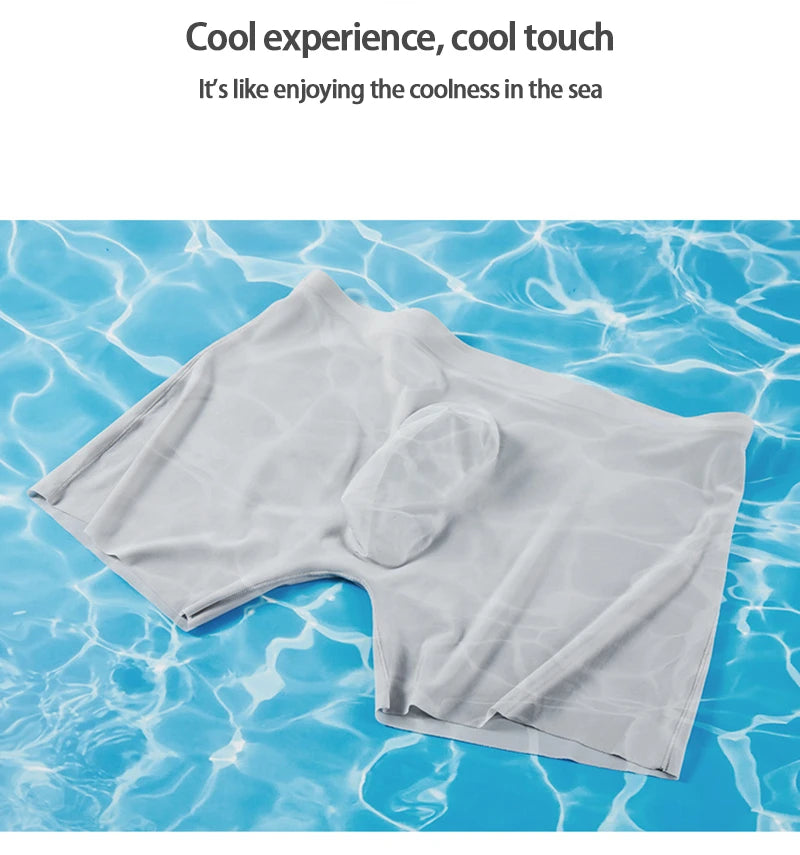 1 unidad de Boxers para hombre, pantalones cortos de seda helada, bragas para hombre, ropa interior Sexy sin costuras, calzoncillos para hombre, bragas transpirables antibacterianas para hombre