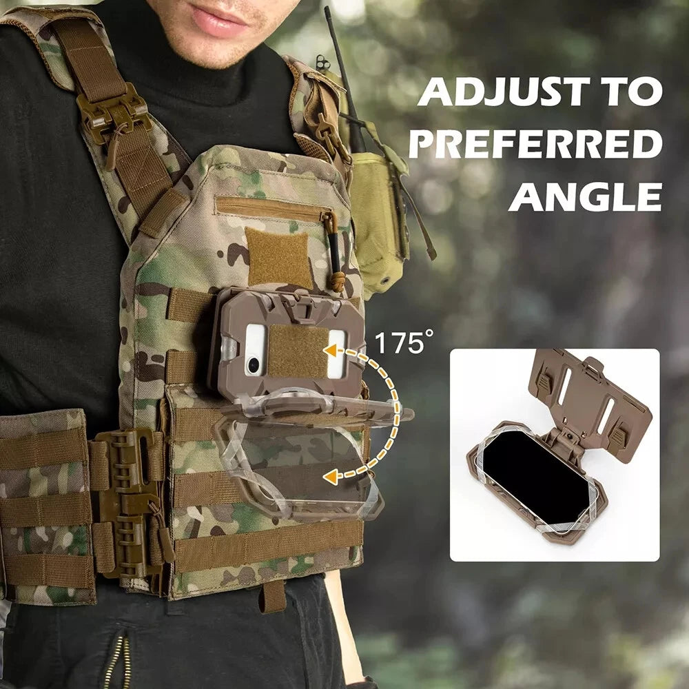 Soporte táctico para teléfono MOLLE, tablero de navegación plegable, equipo de sujeción para teléfono móvil, accesorios para chaleco de caza Airsoft