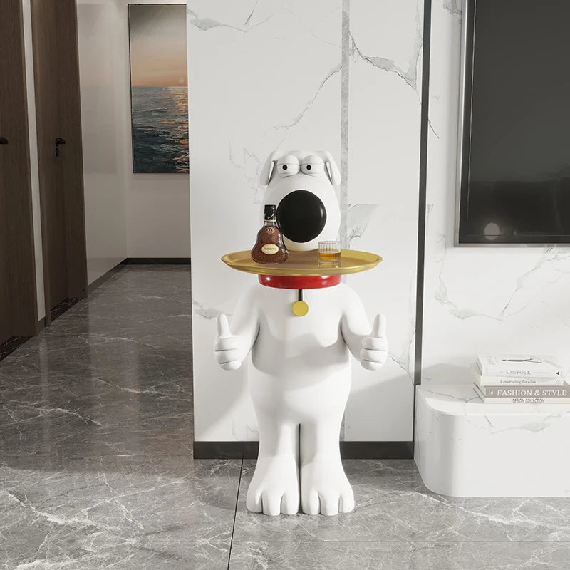 Estatua de perro de dibujos animados para decoración del hogar, estatuilla de resina grande, accesorios creativos para sala de estar, escultura Nórdica