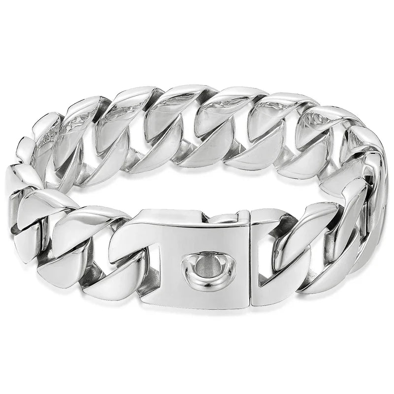 Collar de perro de oro fundido de acero inoxidable fuerte de 32mm, Collar con hebilla sólida, cadena para perro grande de lucha contra el bulto