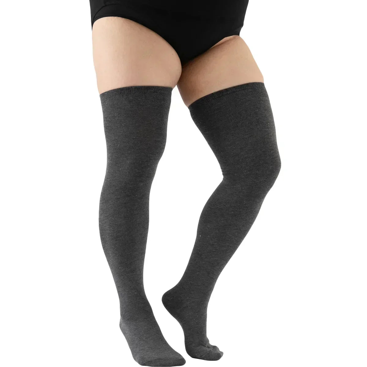Calcetines largos a rayas blancas y negras, medias altas hasta el muslo elásticas por encima de la rodilla de talla grande, calentadores de piernas para Otoño e Invierno para mujeres de gran tamaño XL