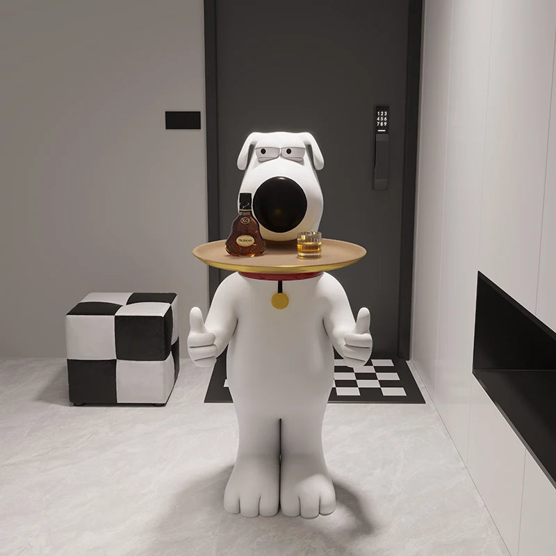 Estatua de perro de dibujos animados para decoración del hogar, estatuilla de resina grande, accesorios creativos para sala de estar, escultura Nórdica