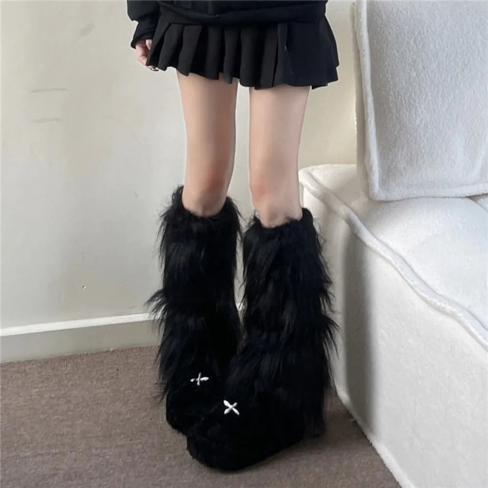 Calentadores de Piernas de Piel Sintética, 40 cm, Estilo Japonés, Lolita, Cubrebotas, Kawaii, Y2K, Calentadores de Rodilla para Otoño/Invierno