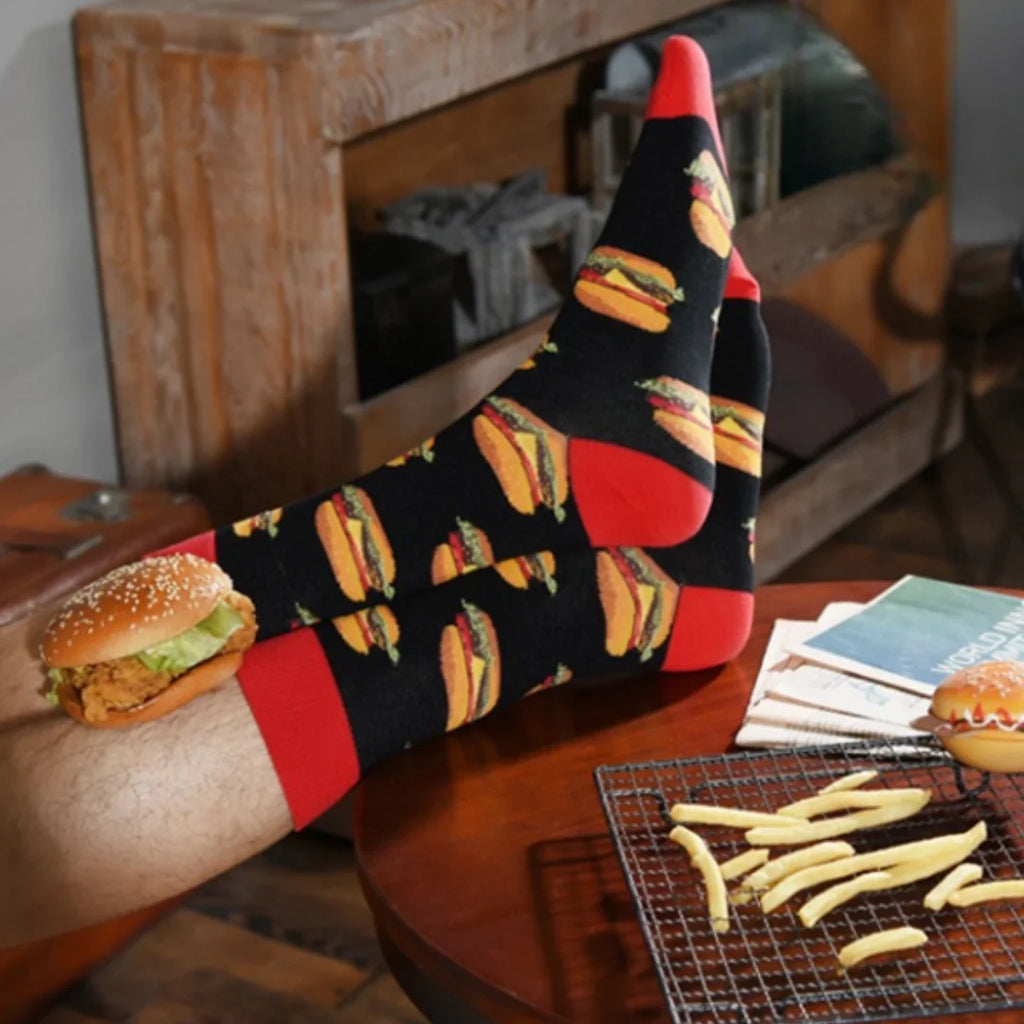 1 par Unisex divertido estilo AB tomate Ketchup French Fry impreso calcetines a media pantorrilla traje en todas las estaciones
