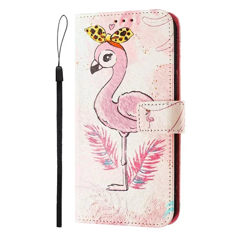 13 Funda de teléfono de cuero para iPhone 13 12 Mini 11 Pro 13Pro 12Pro Max 11Pro Coque Flip Cover Wallet fundas pintadas magnéticas gato oso