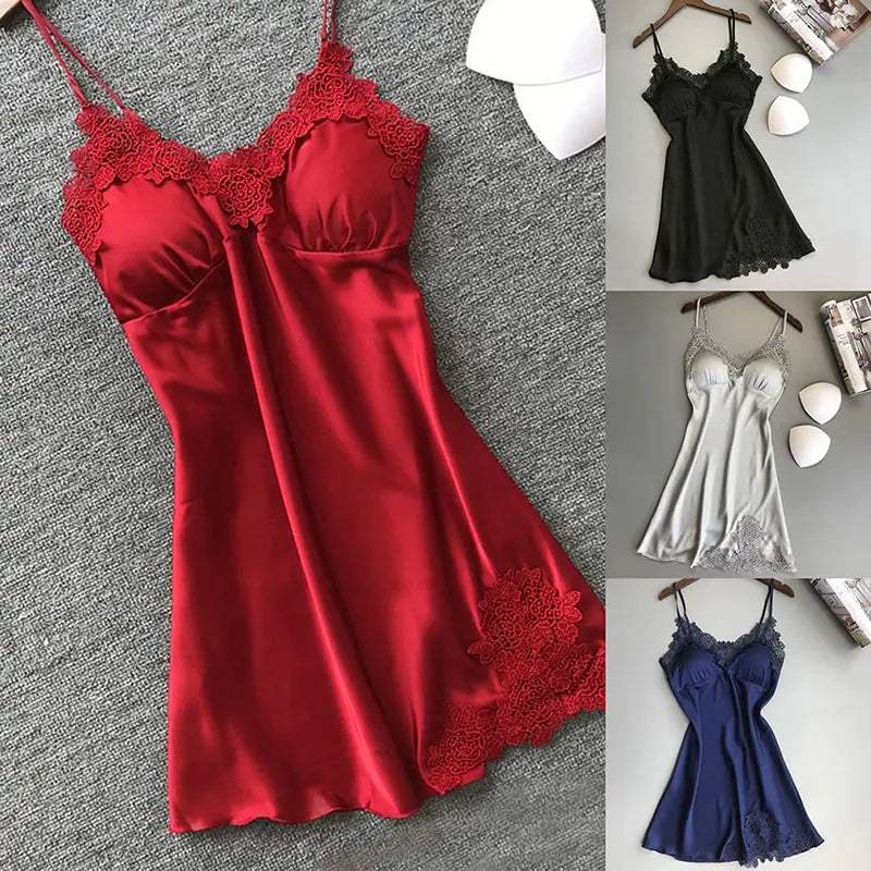 Pijamas sexys para mujer, camisón con tirantes de seda para primavera y verano, vestidos de noche de satén con cuello Halter fino para el hogar