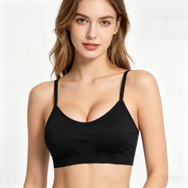 Ropa Interior Deportiva para Mujer, Top Corto sin Costuras para Yoga y Fitness, con Tirantes Anchos con Letras, Cómodo para Entrenamiento, sin Varillas