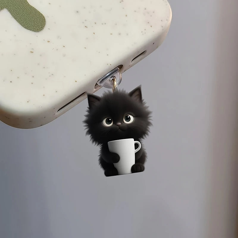 Colgante con tapón antipolvo para teléfono móvil, decoración para perros y gatos, colgante para puerto de carga tipo C, enchufe antipolvo