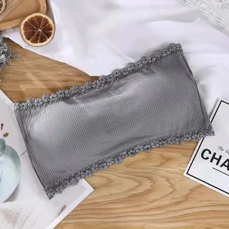 Sujetadores sin tirantes de verano para mujer, Tops sexis de encaje en la espalda para el pecho, ropa interior transpirable sin costuras, sujetador Invisible sólido para envolver el pecho