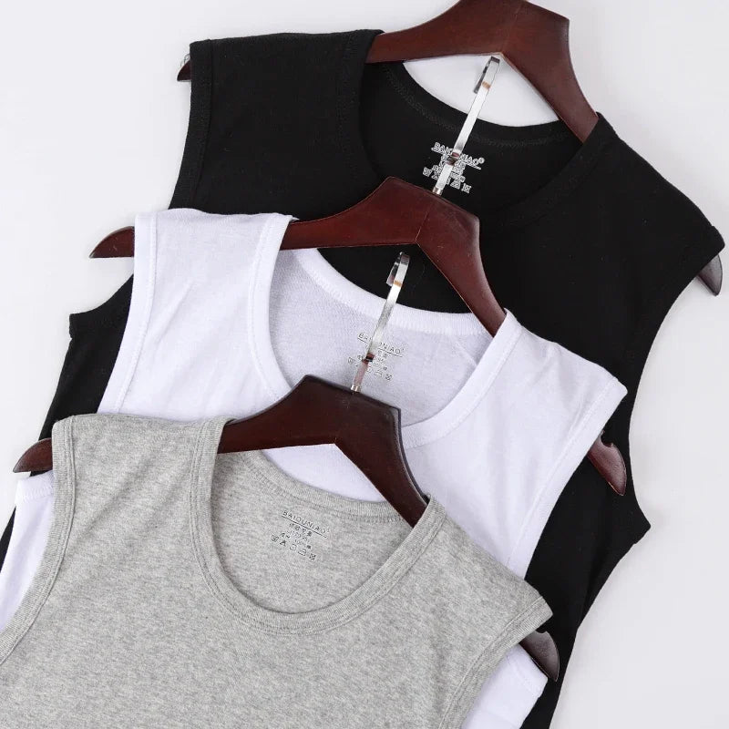 Chaleco ajustado de algodón sin mangas para hombre, 1/3 piezas, con Color de fondo, para ejercicio cómodo y fitness, camiseta sin mangas con